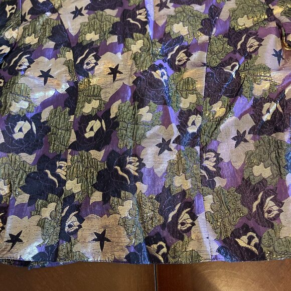 Vtg Petite Principles Floral Metallic Blouse Short Sleeves Button-Up  Size S - Picture 8 of 12